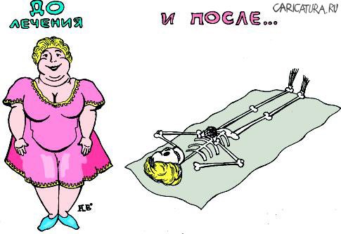 Карикатура "До и после лечения", Александр Бабушкин
