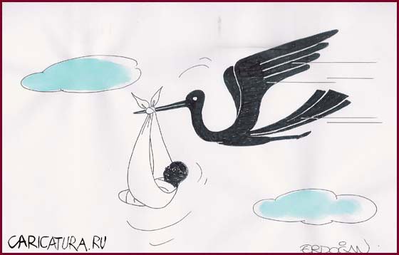 Карикатура "Чёрный аист", Erdogan Basol