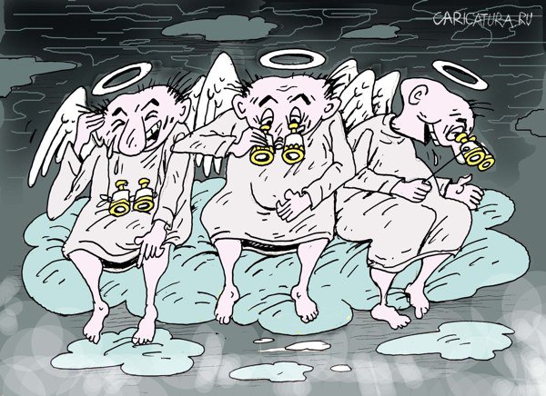 Карикатура "На облаке", Виктор Богданов