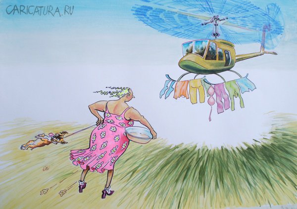 Карикатура "Жена пилота", Алексей Шишкарёв