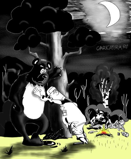 Карикатура "Охотники на привале", Борис Демин