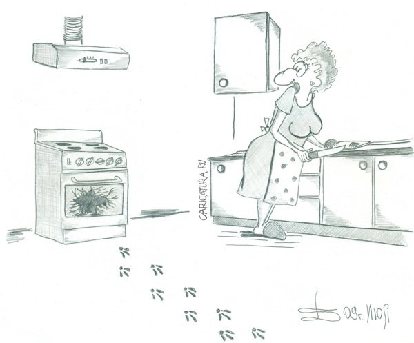 Карикатура "Побег ужина", Борис Демин