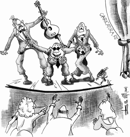 Карикатура "Слепой музыкант", Борис Демин