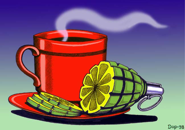 Карикатура "Чай с лимоном", Руслан Долженец