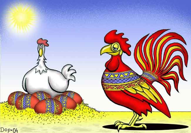 Карикатура "Пасхальный петух", Руслан Долженец