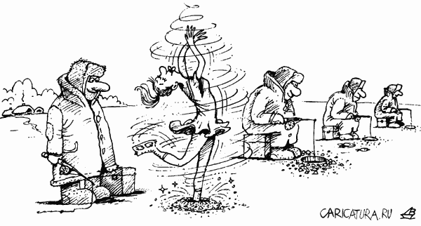 Карикатура "Зимний спорт: На льду", Валентин Дубинин