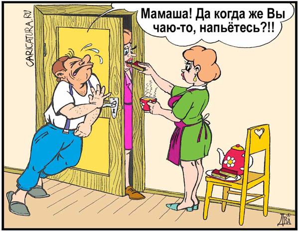 Карикатура "Ускоренное чаепитие", Виктор Дидюкин