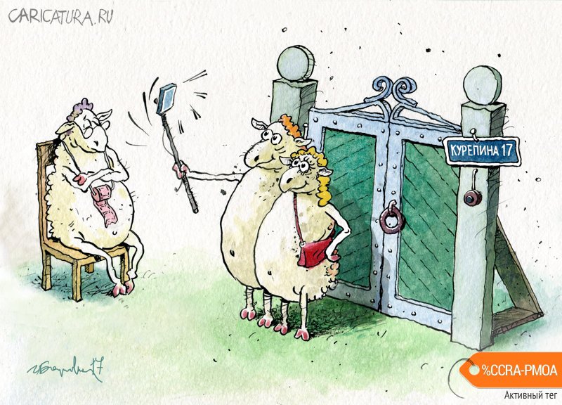 Карикатура "Сэлфи у ворот", Игорь Елистратов