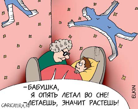 Карикатура "Летал во сне", Сергей Елкин