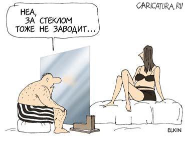 Карикатура "За стеклом", Сергей Елкин