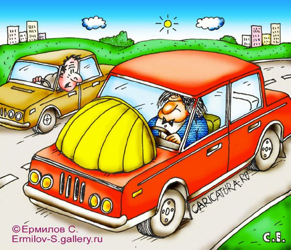 Карикатура "Артист за рулём", Сергей Ермилов