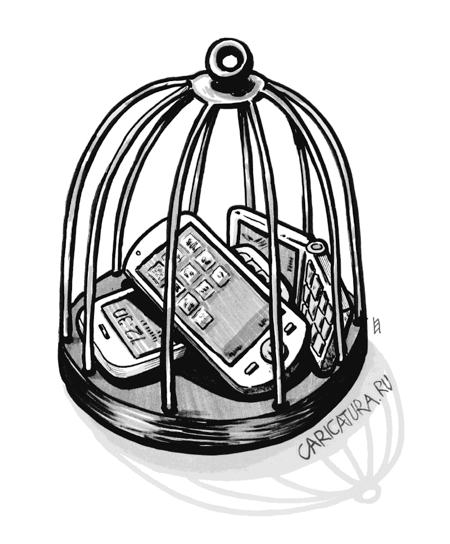 Карикатура "Телефоны на ЕГЭ", Игорь Ермолаев
