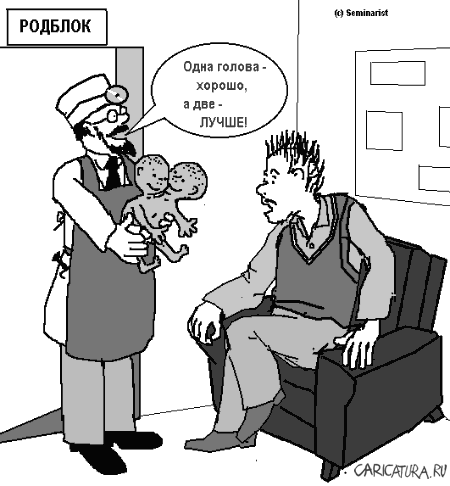 Карикатура "Две головы", Виталий Ермолин