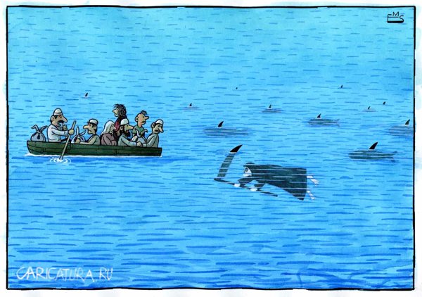 Карикатура "Акула", Махмуд Эшонкулов