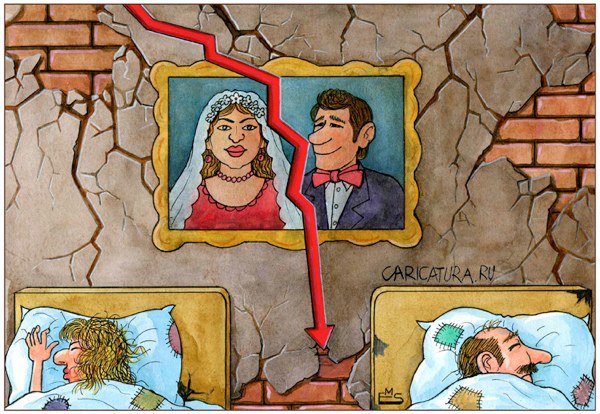 Карикатура "Кризис и семья", Махмуд Эшонкулов