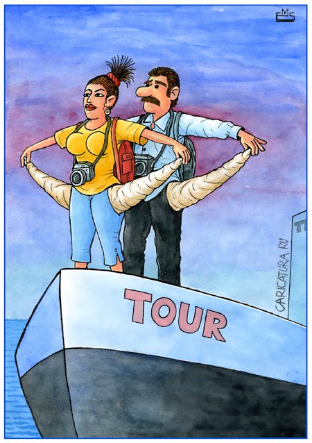 Карикатура "Кризис и туристы", Махмуд Эшонкулов
