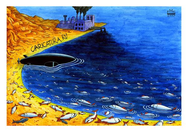 Карикатура "Подводная лодка", Махмуд Эшонкулов