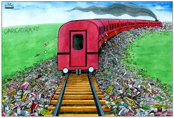 Карикатура "Поезд", Махмуд Эшонкулов