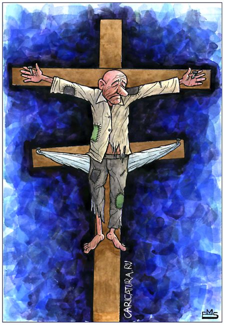 Карикатура "Распятие", Махмуд Эшонкулов