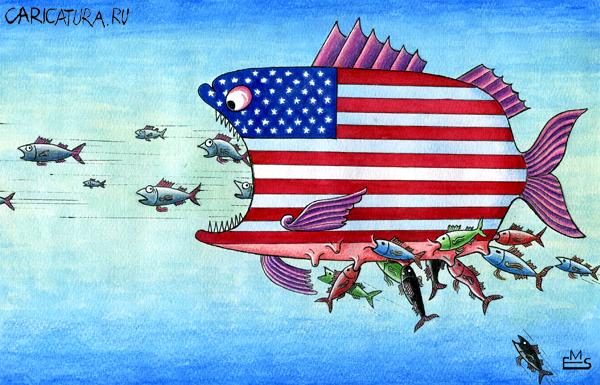 Карикатура "Рыба-США", Махмуд Эшонкулов
