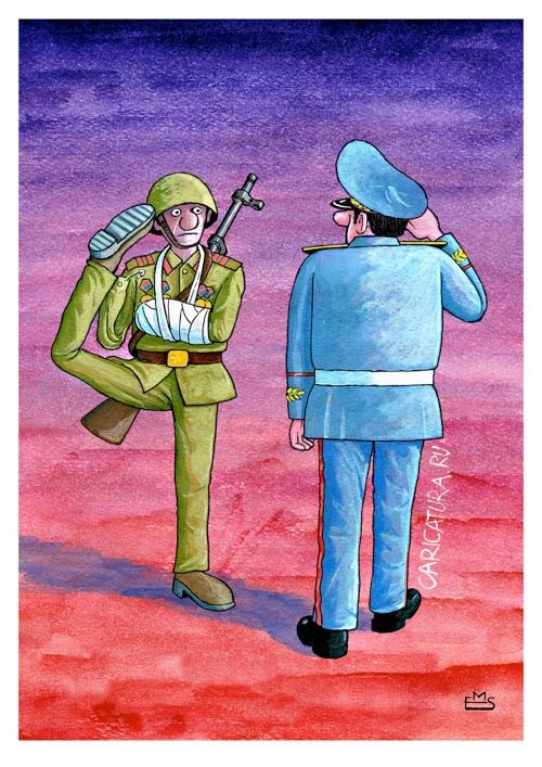 Карикатура "Солдат", Махмуд Эшонкулов