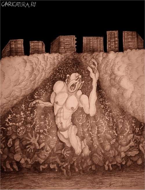 Карикатура "Бегущий человек", Олег Горбачев