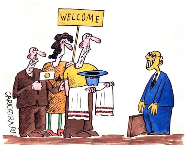 Карикатура "Добро пожаловать...", Виктор Иноземцев