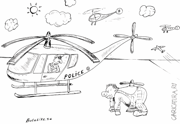 Карикатура "Карлсон на штрафстоянке", Булат Ирсаев