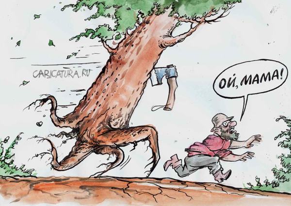 Карикатура "Лесоруб", Бауржан Избасаров