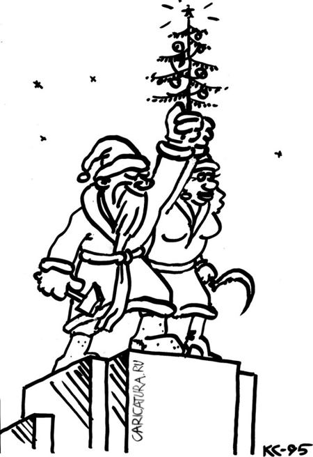 Карикатура "Новогодняя скульптура", Вячеслав Капрельянц