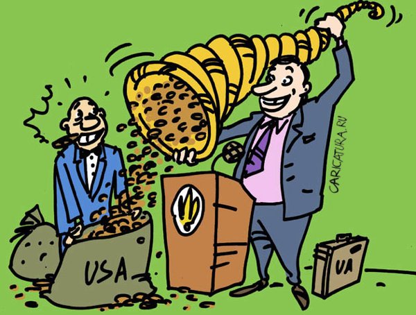Карикатура "Украина поставляет зерно США", Вячеслав Капрельянц