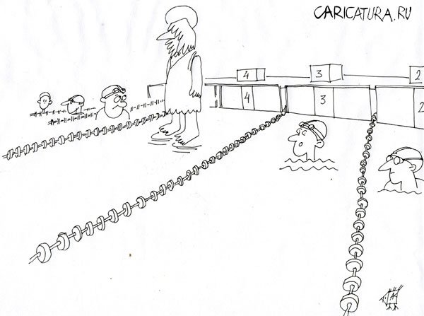 Карикатура "Олимпиада 2004: Плавание", Анна Карлова
