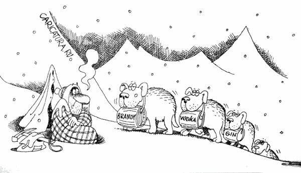 Карикатура "Бар альпиниста", Константин Мошкин