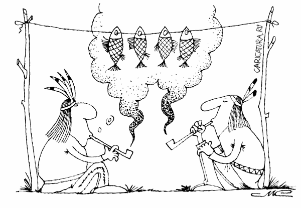 Карикатура "Трубка мира", Константин Мошкин