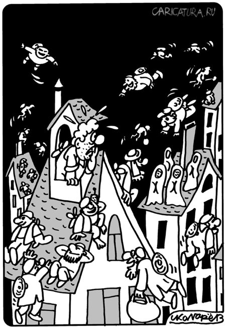 Карикатура "Карлсон и иммигранты", Игорь Колгарев