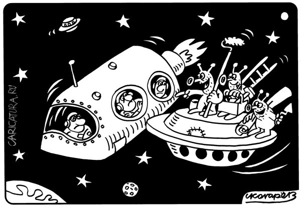 Карикатура "Работа в космосе", Игорь Колгарев
