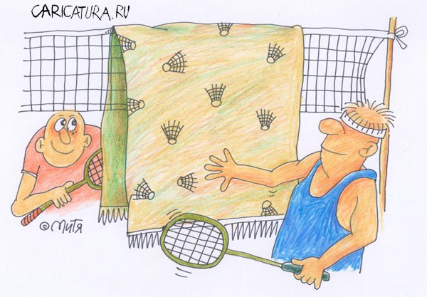 Карикатура "Олимпиада 2004: Бадминтон", Дмитрий Кононов