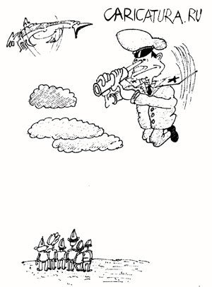 Карикатура "Птичка высокого полета", Евгений Коровкин