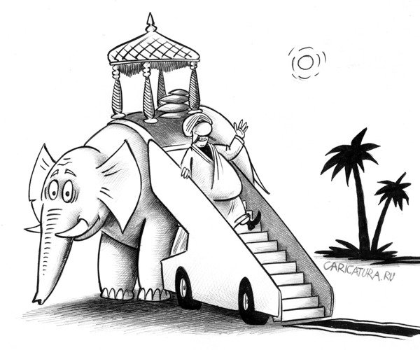 Карикатура "Индийские авиалинии", Сергей Корсун