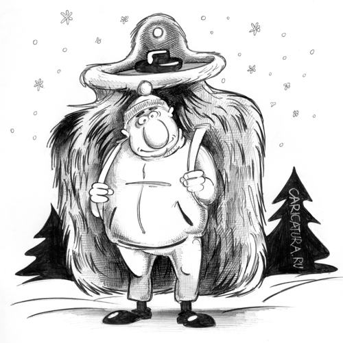 Карикатура "Очень зимняя грелка", Сергей Корсун