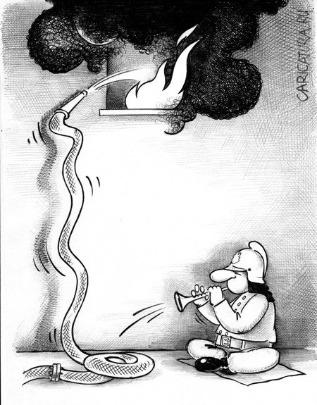 Карикатура "Пожар", Сергей Корсун
