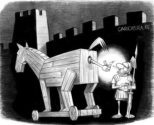 Карикатура "Случай на посту", Сергей Корсун