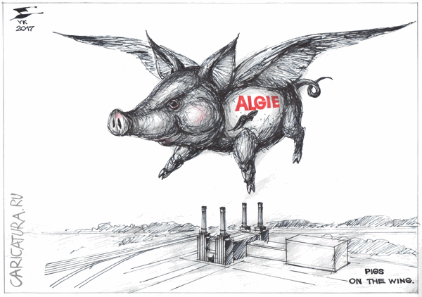 Карикатура "Pigs on the wing", Юрий Косарев