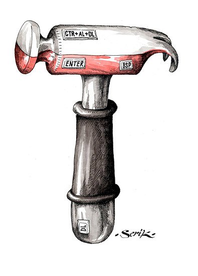 Карикатура "е-молоток", Серик Кульмешкенов