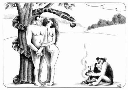 Карикатура "Происхождение homo sapiens", Юрий Кутасевич