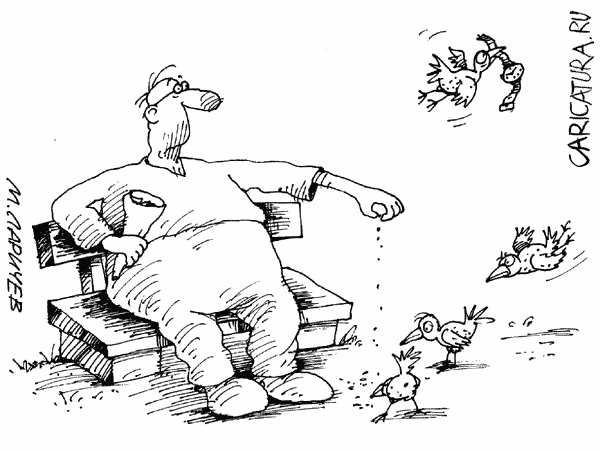 Карикатура "Птичка", Михаил Ларичев