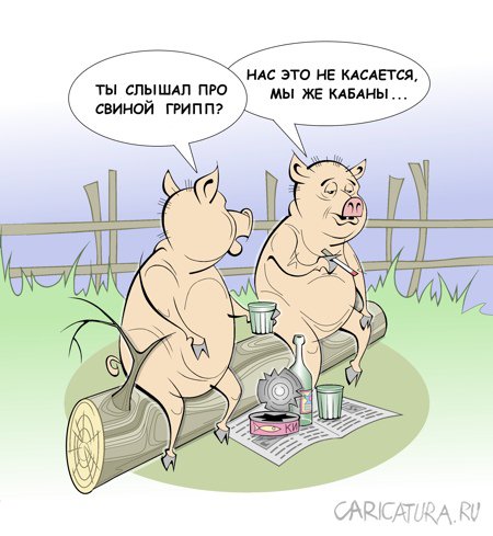 Карикатура "Свиной грипп - это фейк", Виталий Маслов