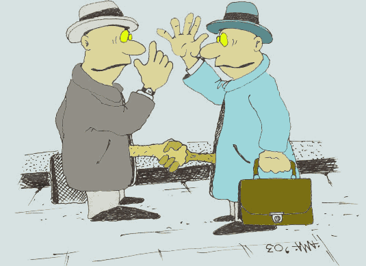 Карикатура "Рукопожатие", Александр Мажуга