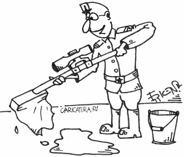 Карикатура "Снайпер", Еркебулан Молдабеков
