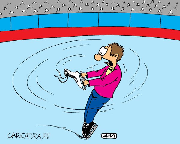 Карикатура "Зимний спорт: Тройной тулуп", Андрей Мухин